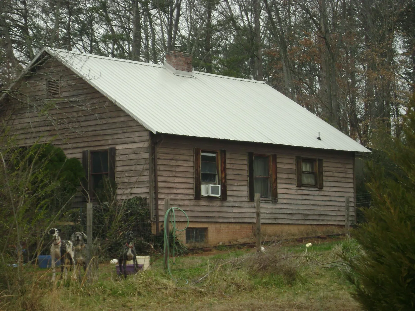White metal roof on an old wood sided farmhouse, from a Metal Roof Installation job in Port Crane